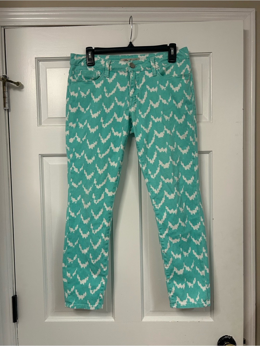 Mavi Turquoise & White Printed Skinny Jeans